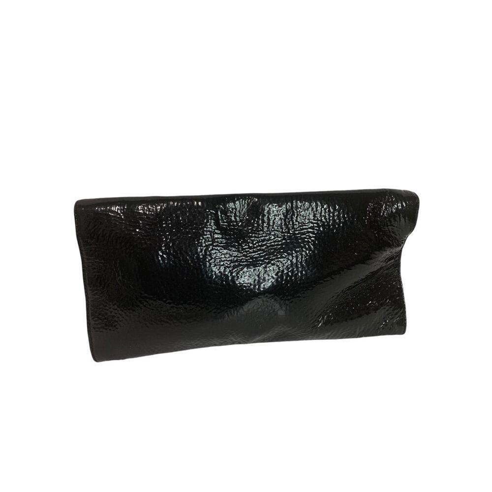 Borbonese Black Crinkle Patent Leather Envelope Clutch Bag 1990s - Picture 5 of 9
